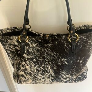 Cowhide black & white tote